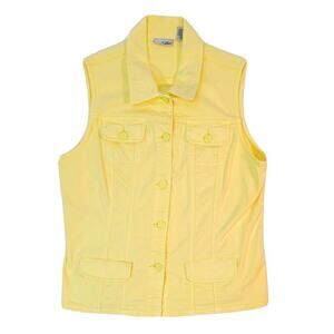 Chico's Platinum Women's Size 2 (Large 12) Yellow Button Up Vest, 4 Pockets